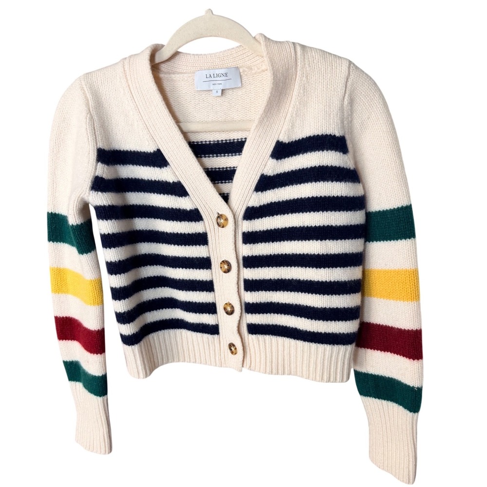 15. La Ligne Striped Wool Cashmere Cardigan Sweater Size S